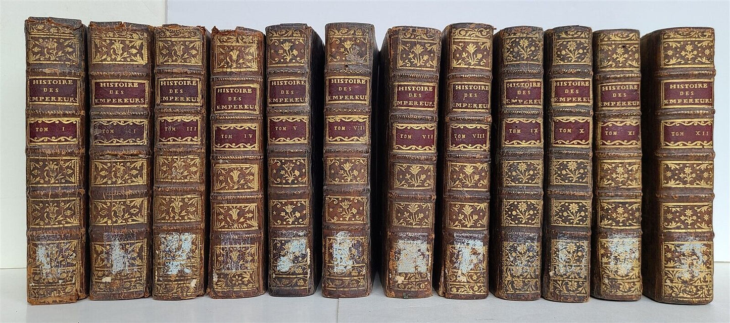 1749-1771 HISTORY OF ROMAN EMPERORS 12 VOLUMES antique ILLUSTRATED w/ MAPS