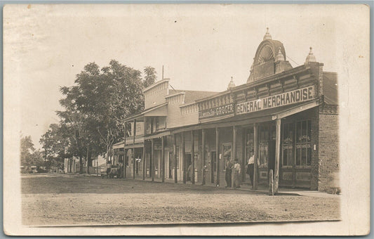 MARQUANO MO STREET SCENE GENERAL STORE ANTIQUE REAL PHOTO POSTCARD RPPC