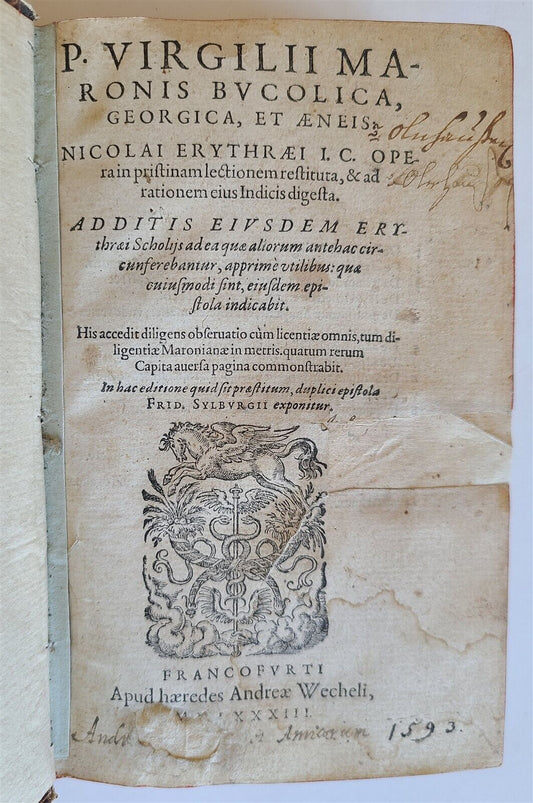 1583 VIRGIL ROMAN POETRY antique Bucolica, Georgica, et Aeneis 16th CENTURY