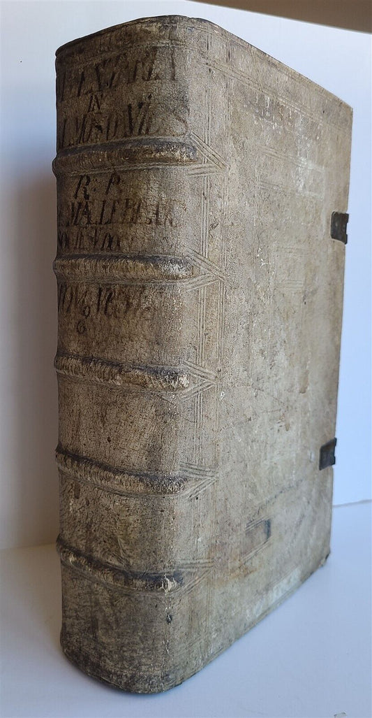 1682 PSALMS of DAVID COMMENTARY antiue PIGSKIN BOUND FOLIO vol. 5-6