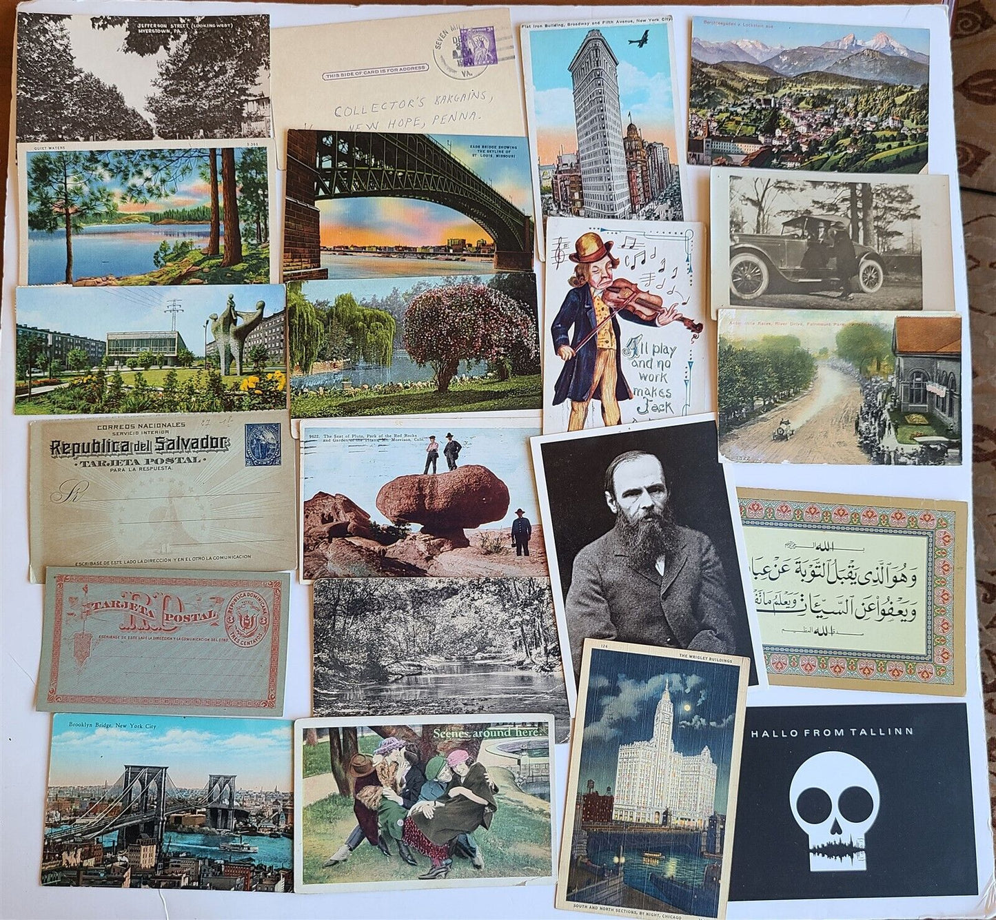 Lot of 510 ANTIQUE & VINTAGE POSTCARDS RPPC TOWN VIEWS GREETINGS mix