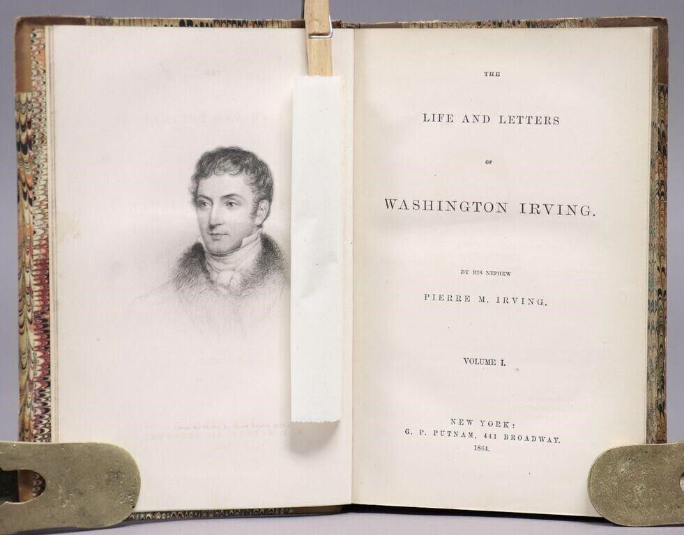 1864 LIFE & LETTERS of WASHINGTON IRVINGS 4 VOLUMES SET antique CIVIL WAR ERA