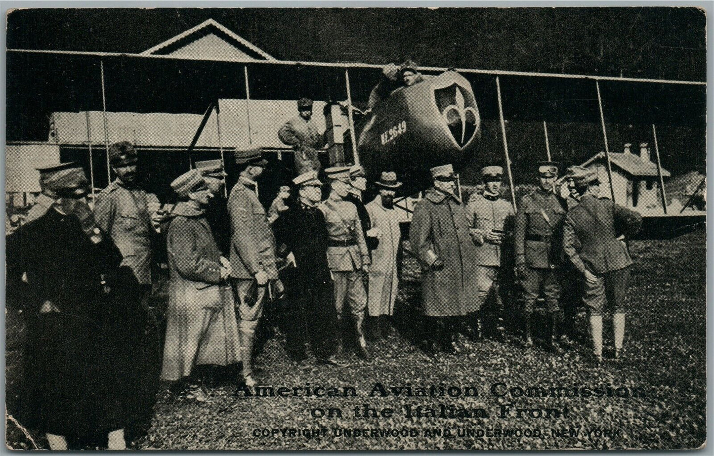 AMERICAN AVIATION COMMISSION ON ITALIAN FRONT WWI ERA ANTIQUE POSTCARD
