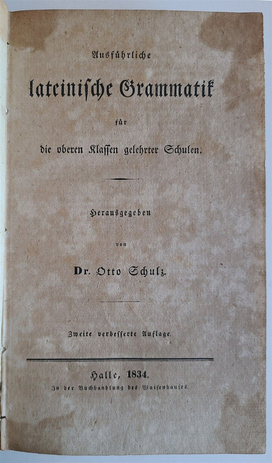 1834 DETAILED LATIN GRAMMAR in GERMAN antique Ausfuhrliche Lateinische Grammatik