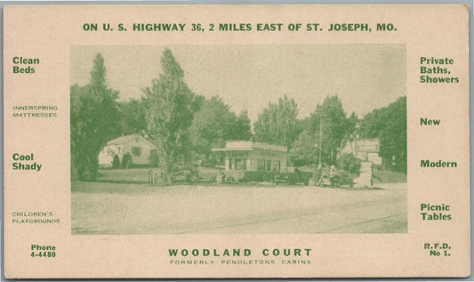 ST.JOSEPH MO WOODLAND COURT ANTIQUE POSTCARD