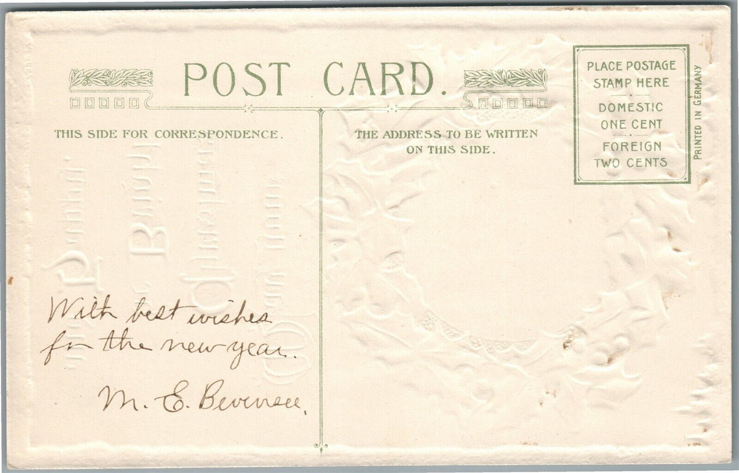 BRIGHT & HAPPY CHRISTMAS 1911 ANTIQUE POSTCARD by JOHN WINSCH