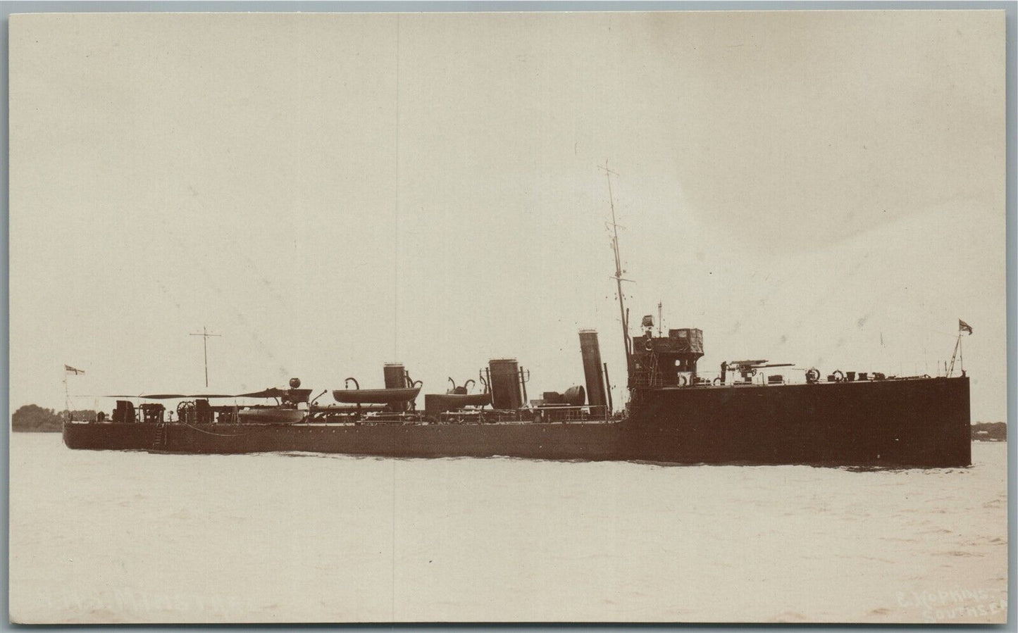BRITISH SHIP H.M.S. MINSTREL JAPANESE NAVY ANTIQUE REAL PHOTO POSTCARD RPPC