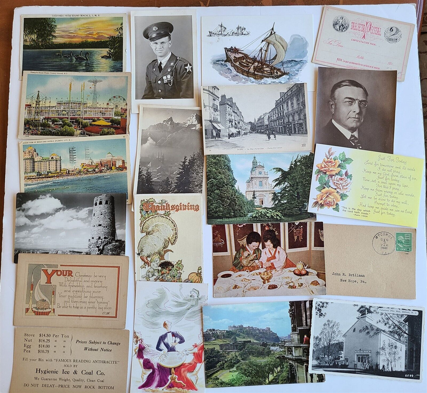 Lot of 510 ANTIQUE & VINTAGE POSTCARDS RPPC TOWN VIEWS GREETINGS mix