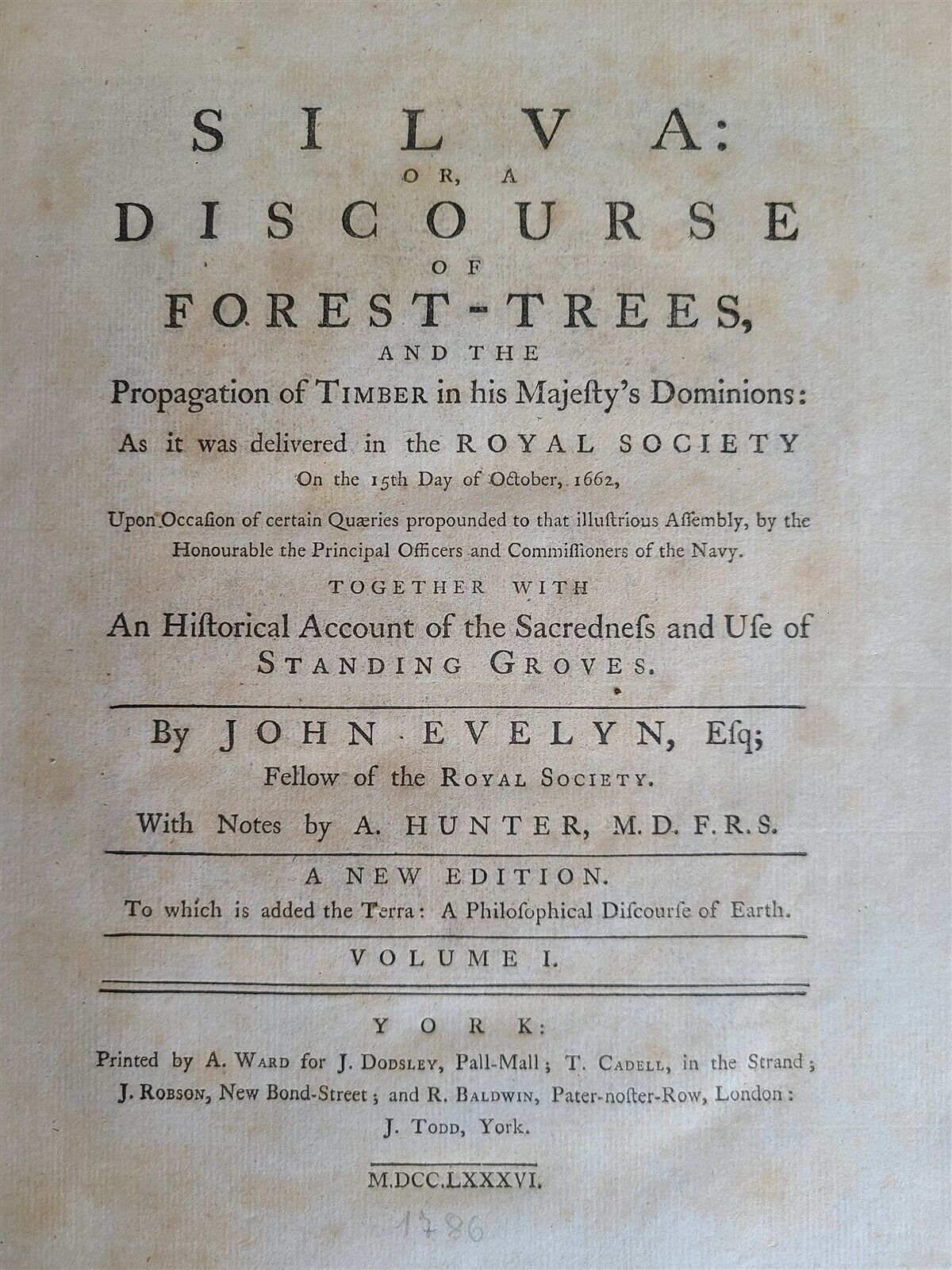 1786 SILVA: DISCOURSE OF FOREST TREES 2 VOLUMES ILLUSTRATED antique in ENGLISH