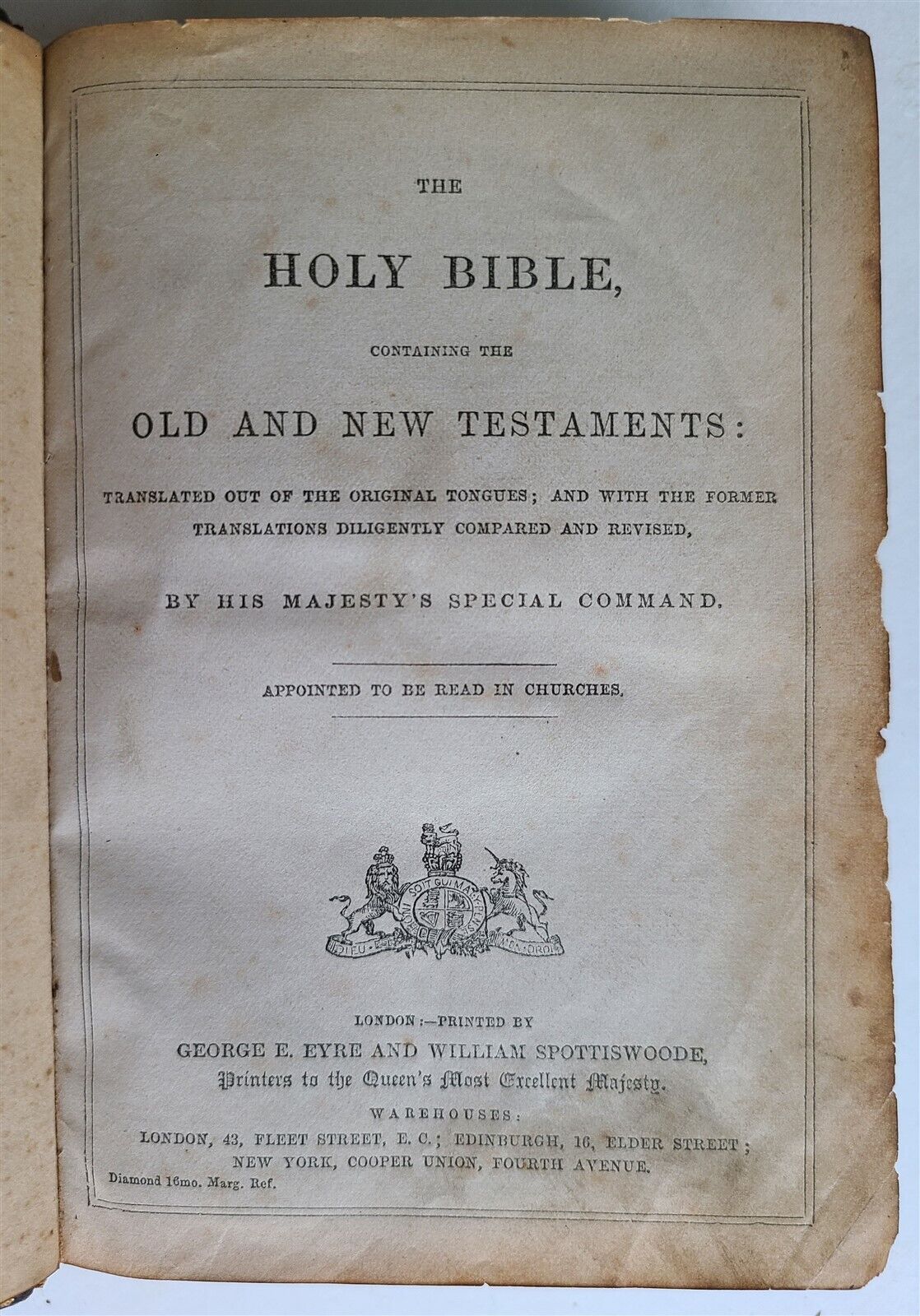 1860s BIBLE in ENGLISH antique KING JAMES VERSION