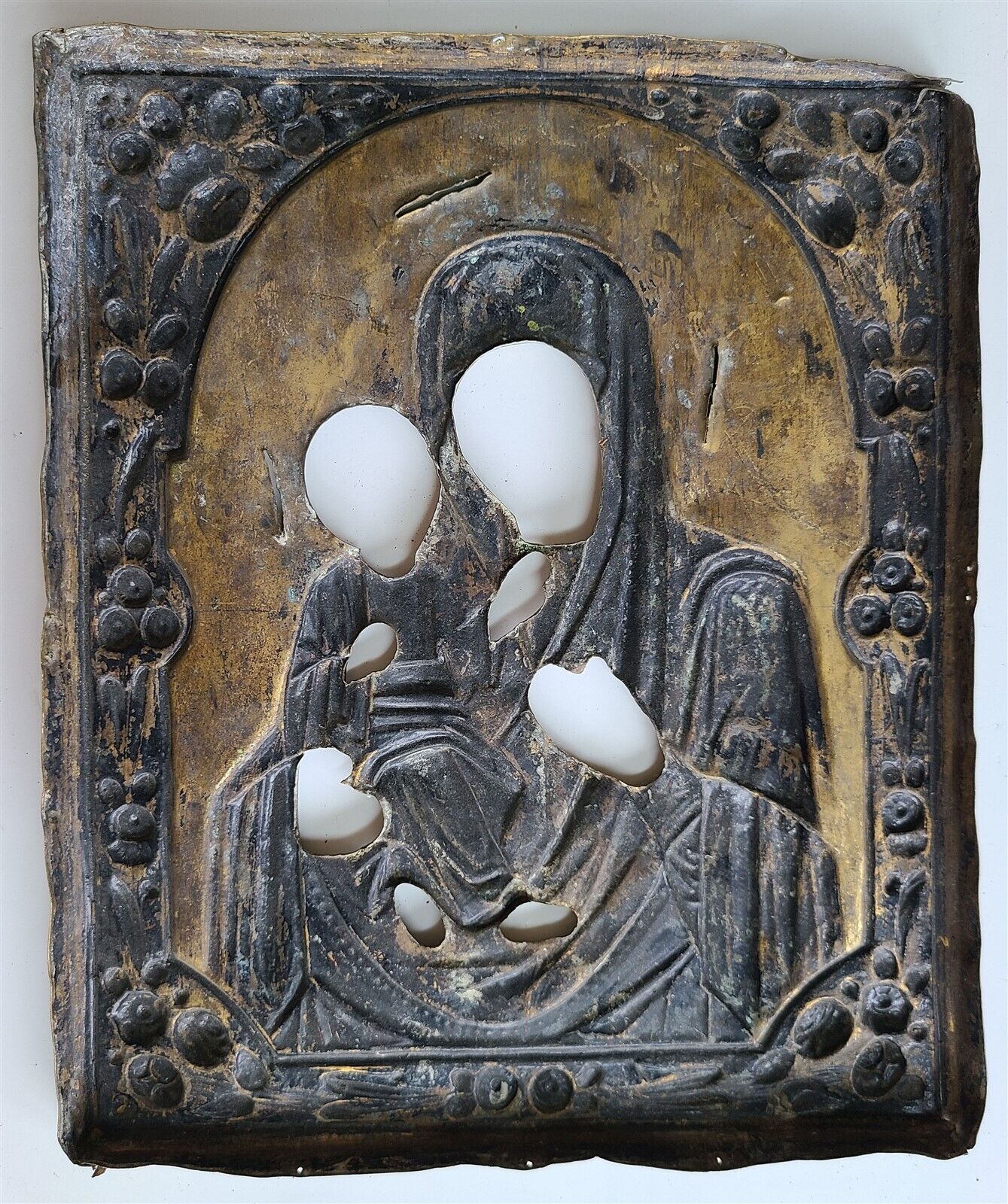 19th CENTURY ANTIQUE OKLAD for RUSSIAN ICON of MOTHER OF GOD