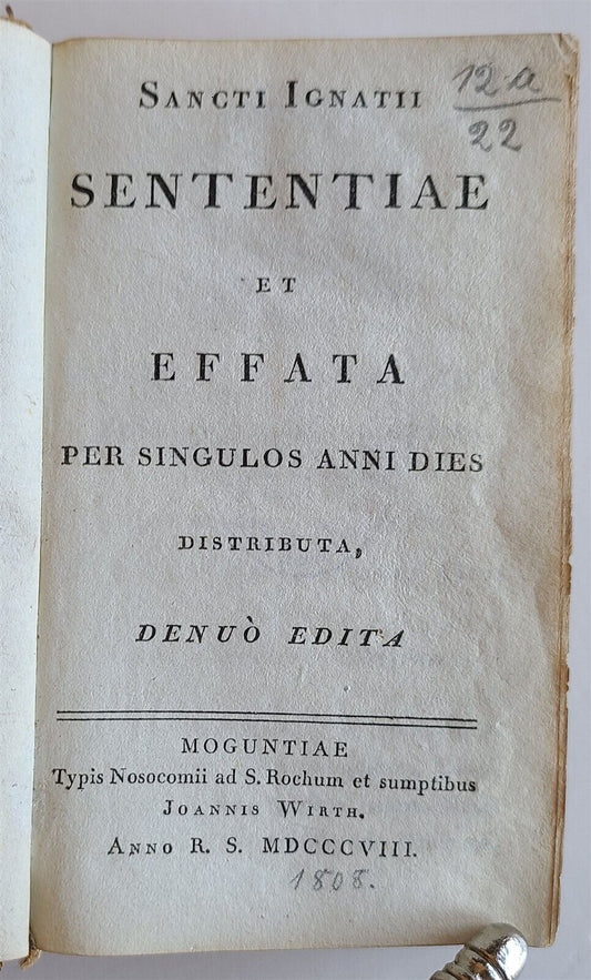 1808 SENTENTIAE et EFFATA by SANCTI IGNATII antique