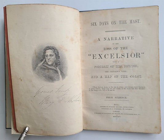 1866 SIX DAYS on THE MAST Narrative of EXCELSIOR LOSS antique BRITISH SHIPWRECK