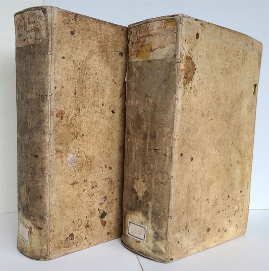 1682 Psalmorum Davidicorum 2 FOLIO VELLUM BOUND VOLUMES antique LATIN BIBLE