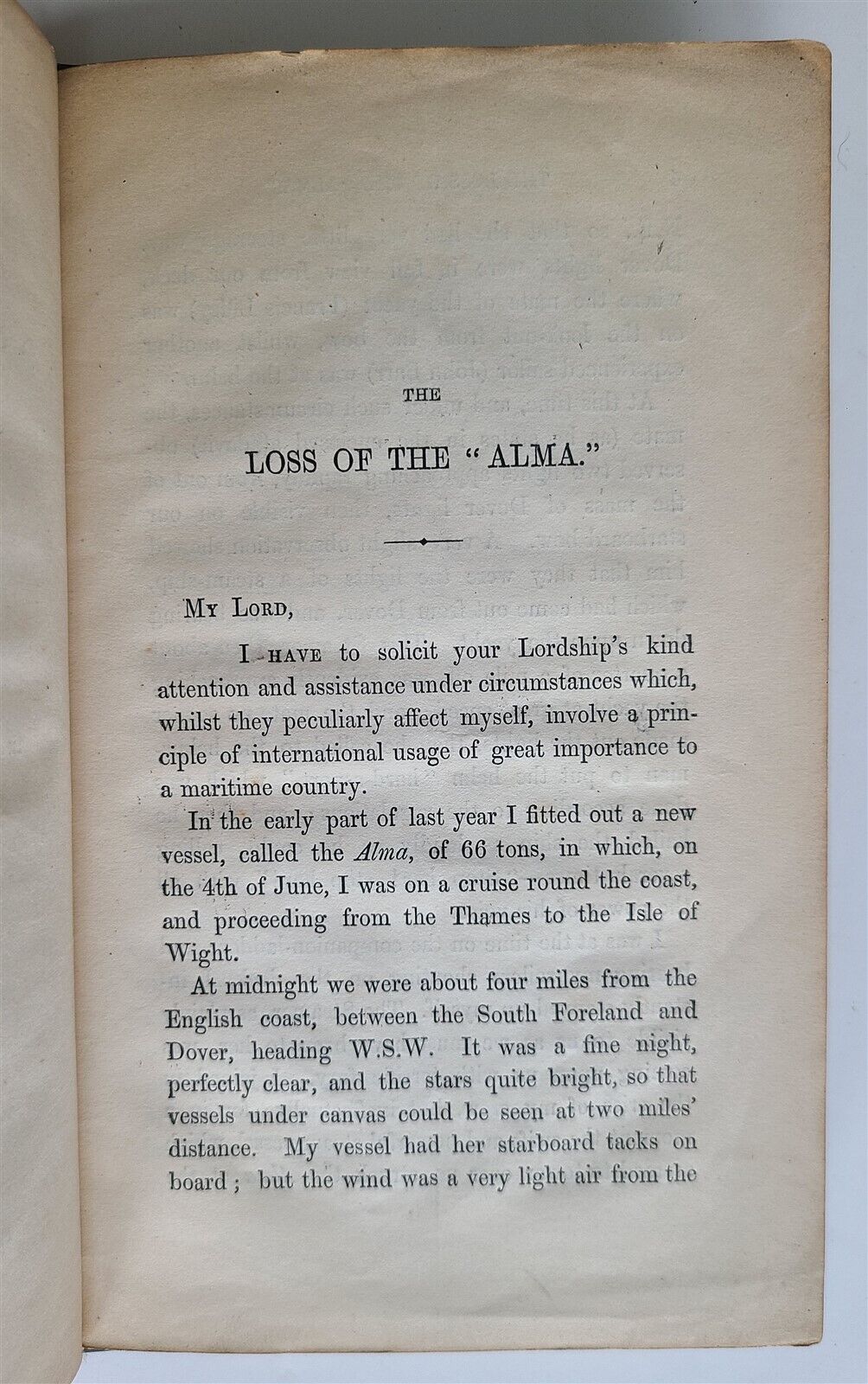 1857 LOSS OF THE ALMA antique BRITISH SHIPWRECK