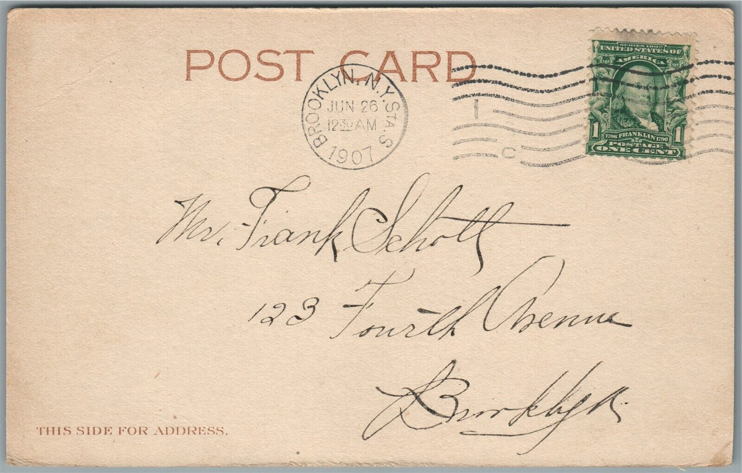 AMERICAN 1907 PATRIOTIC ANTIQUE POSTCARD w/ FLAG & EAGLE