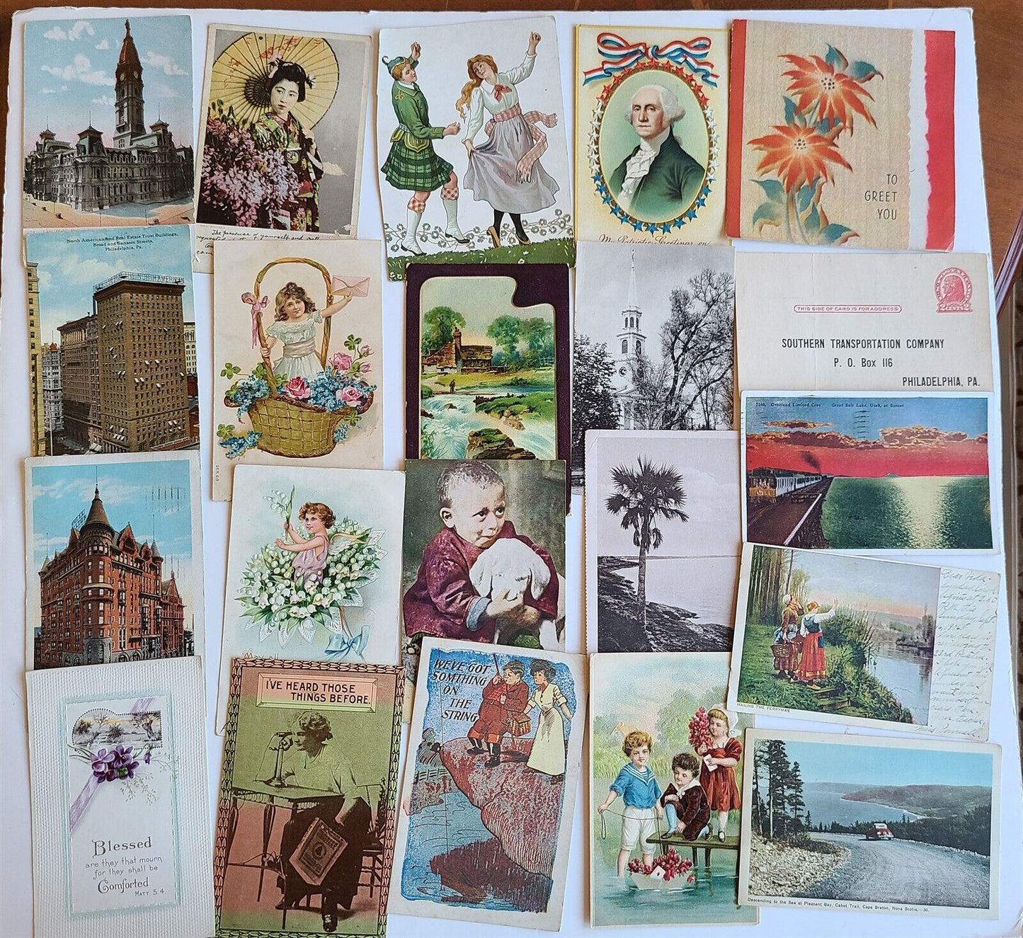 Lot of 510 ANTIQUE & VINTAGE POSTCARDS RPPC TOWN VIEWS GREETINGS mix