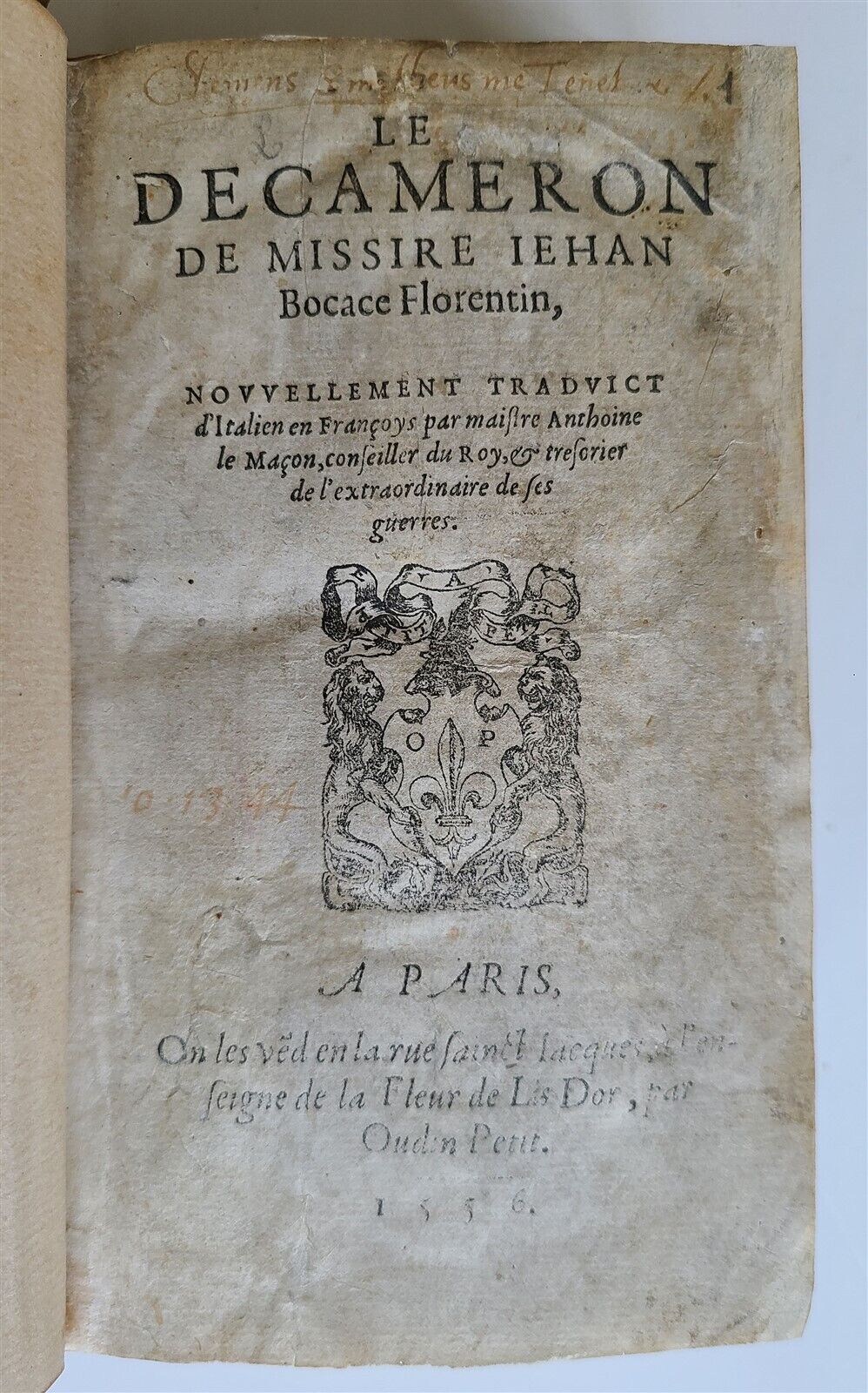 1556 LE DECAMERON by Giovanni BOCCACCIO antique RARE 16th CENTURY