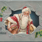 SANTA w/ DRUM HAPPY CHRISTMAS EMBOSSED ANTIQUE POSTCARD