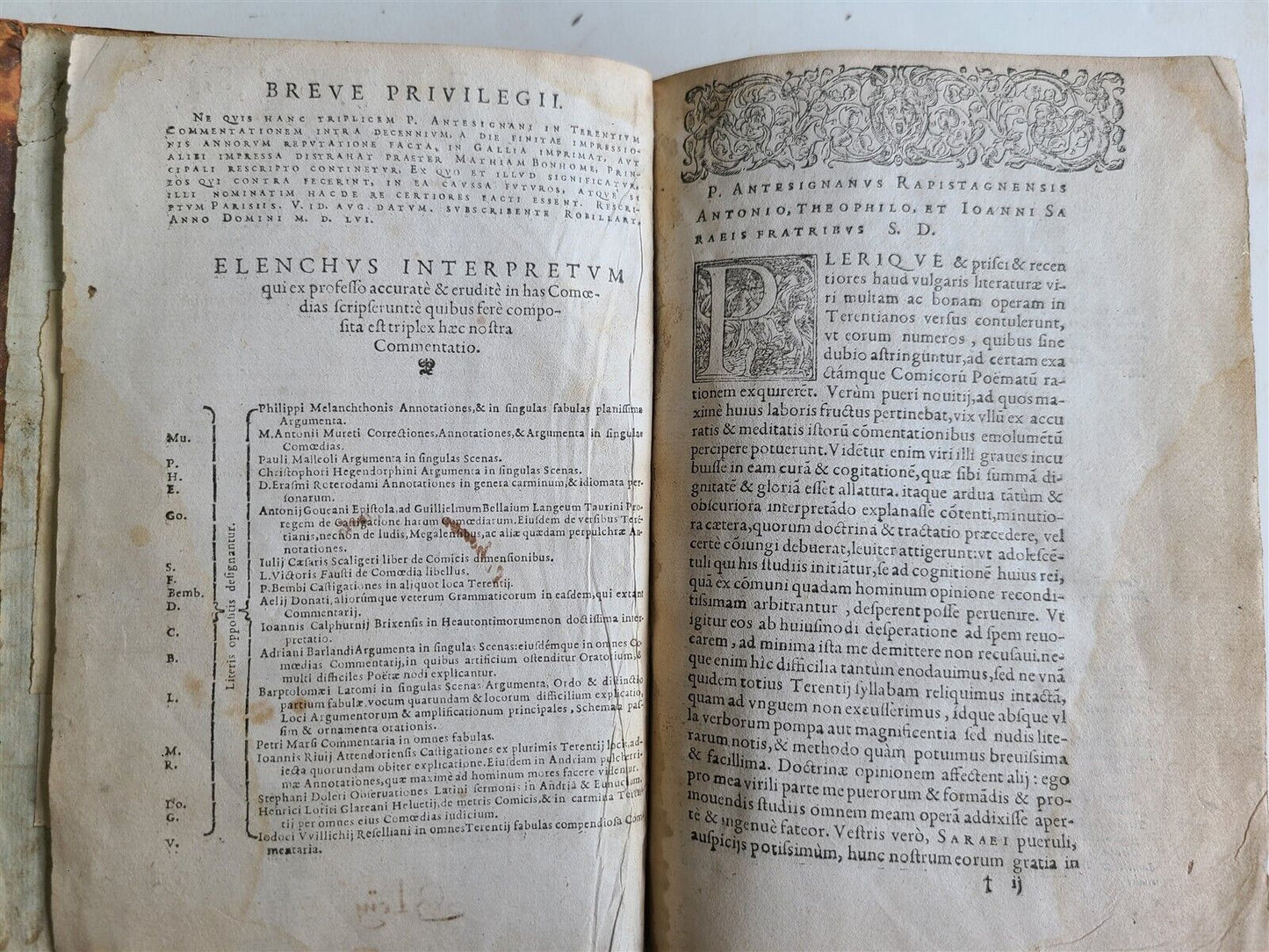 1560 COMEDIES of TERENCE COMMENTARY by Pierre Davantes Antesignanus antique 16c