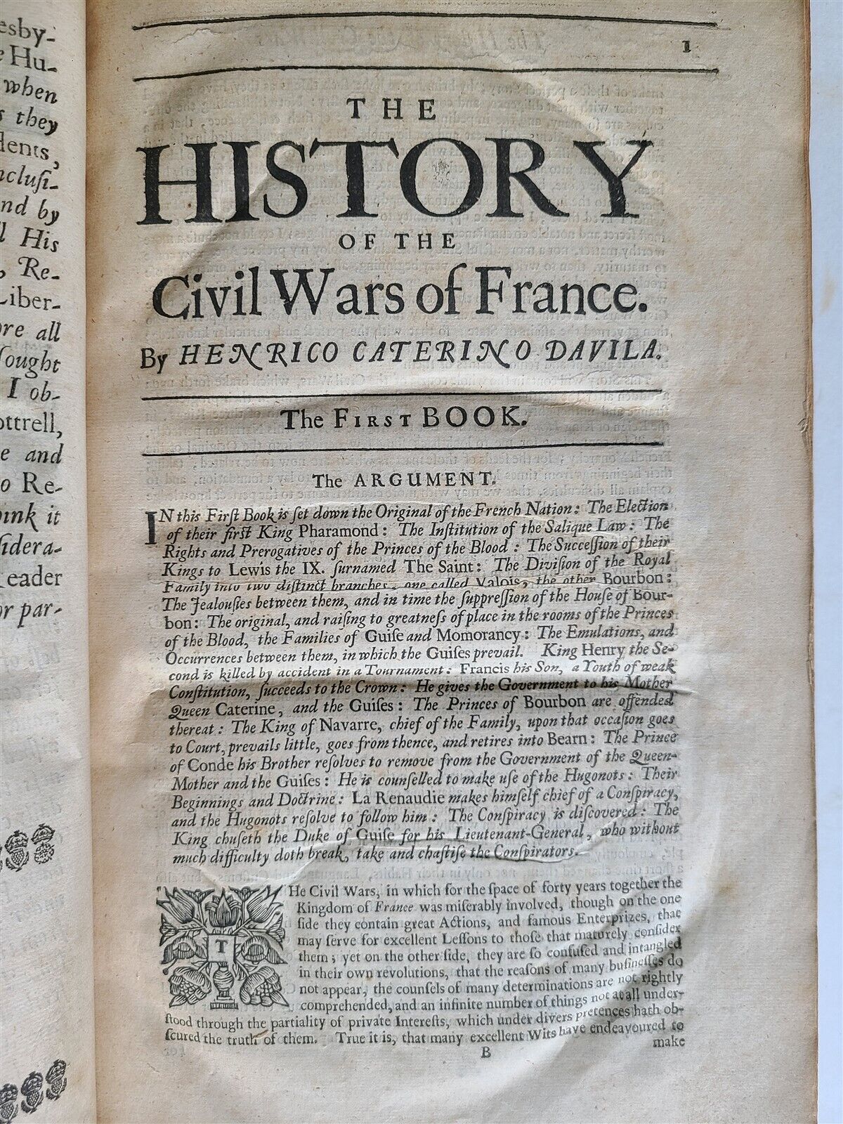 1678 HISTORY of CIVIL WARS of FRANCE by ENRICO DAVILA antique FOLIO in ENGLISH