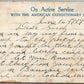 AMERICAN EXPEDITIONARY FORCE FRANCE on ACTIVE SERVICE 1919 YMCA ANTIQUE POSTCARD