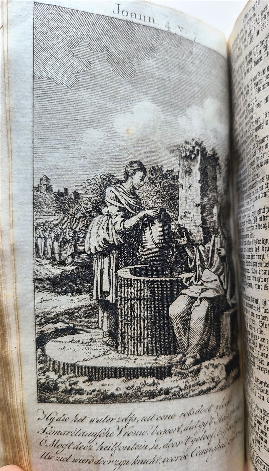 1797 BIBLE in DUTCH ILLUSTRATED antique VELLUM BOUND BIBLIA OLD & NEW TESTAMENT