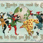 DANCING MONTHS EMBOSSED CHRISTMAS ANTIQUE POSTCARD