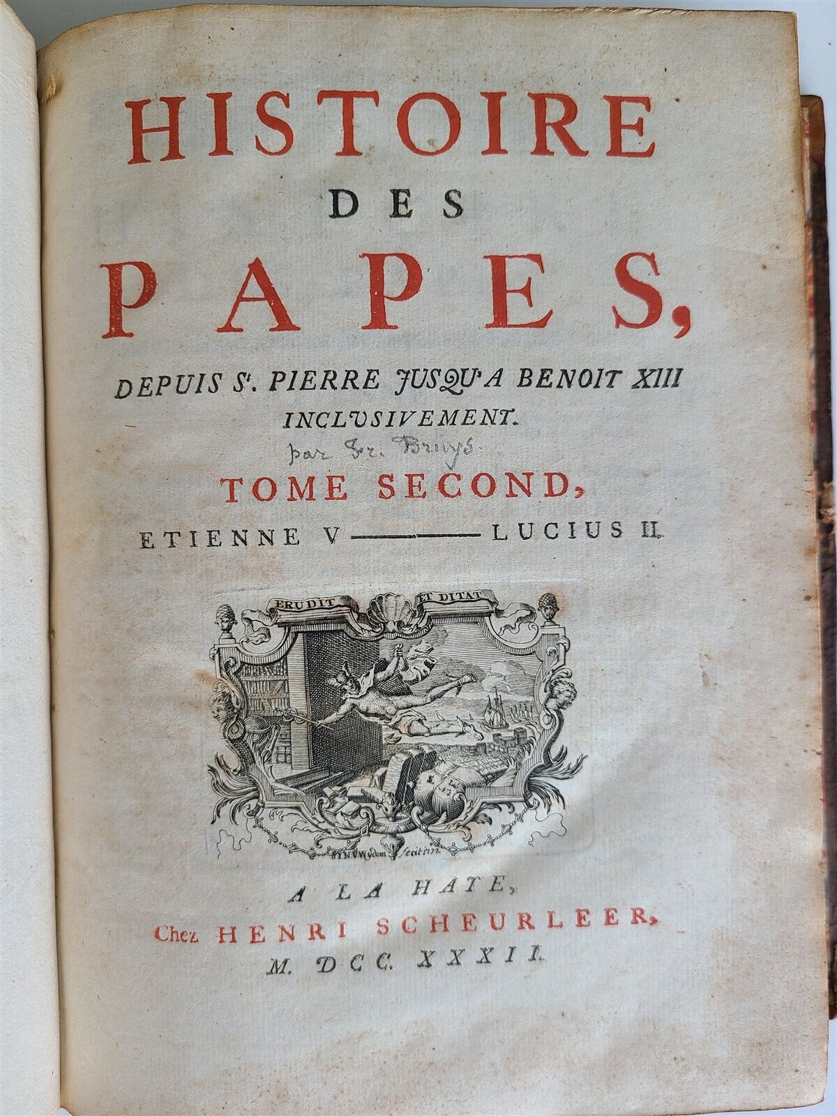 1732 -1734 HISTORY of POPES 5 VOLUMES antique in FRENCH prohibited by church