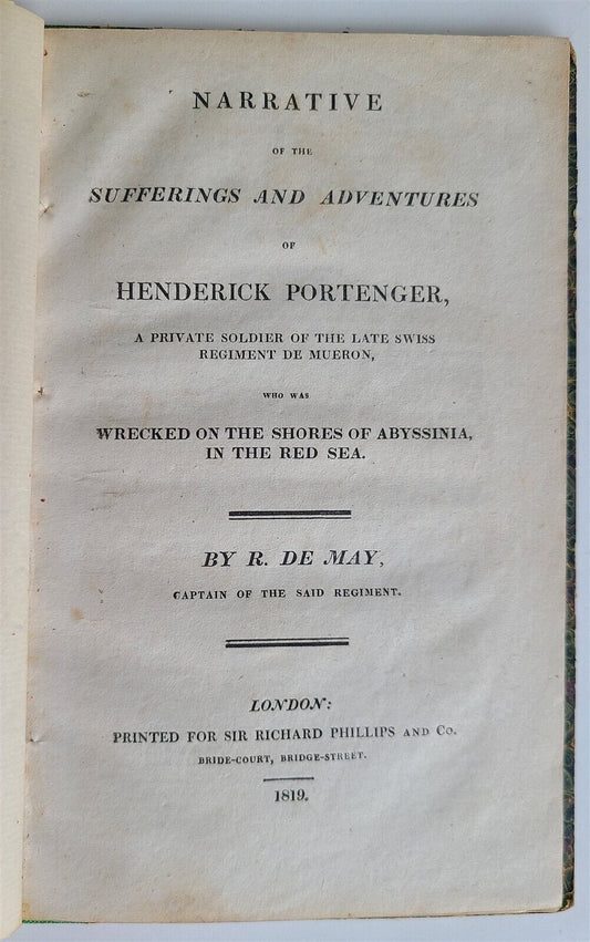 1819 NARRATIVE of SUFFERINGS & ADVENTURES oh HENDERICK PORTENGER antique