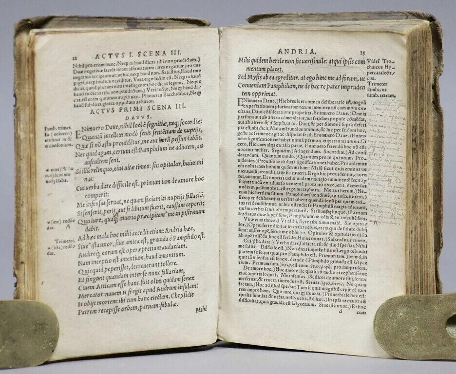 1567 TERENCE TERENTII COMOEDIAE SEX antique HAND TOOLED PIGSKIN