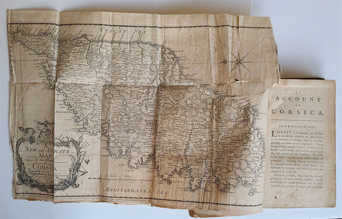 1786 ACCOUNT OF CORSICA by James Boswell antique w/ MAP