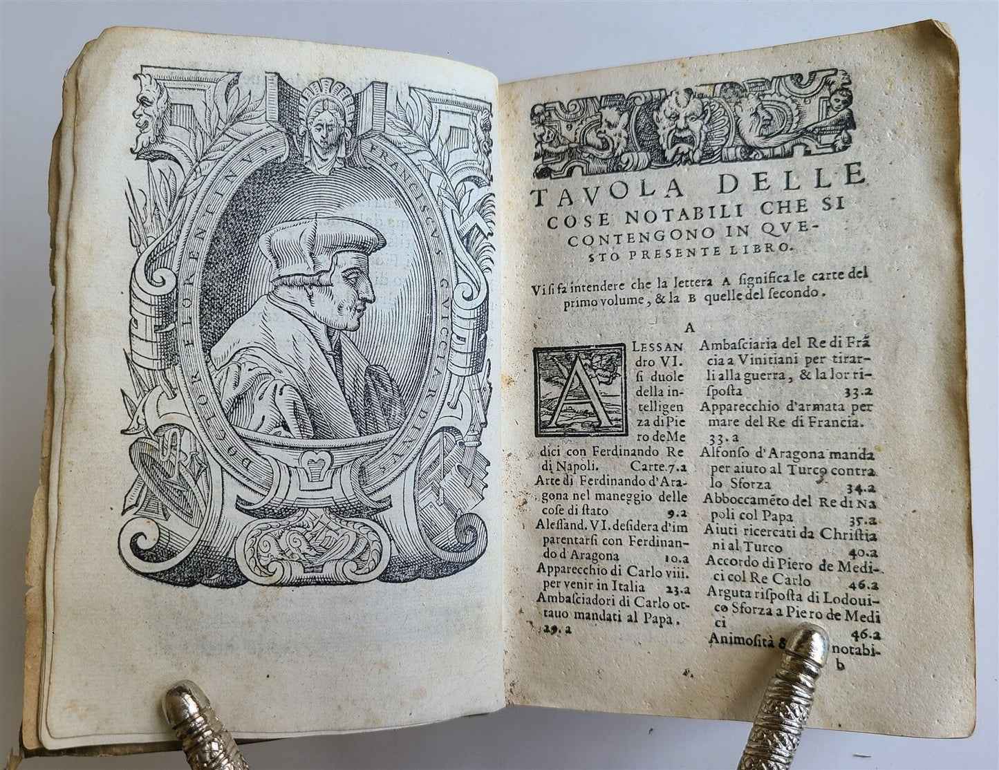 1562 HISTORY of ITALY by Francesco Guicciardini antique VELLUM BINDING Italian