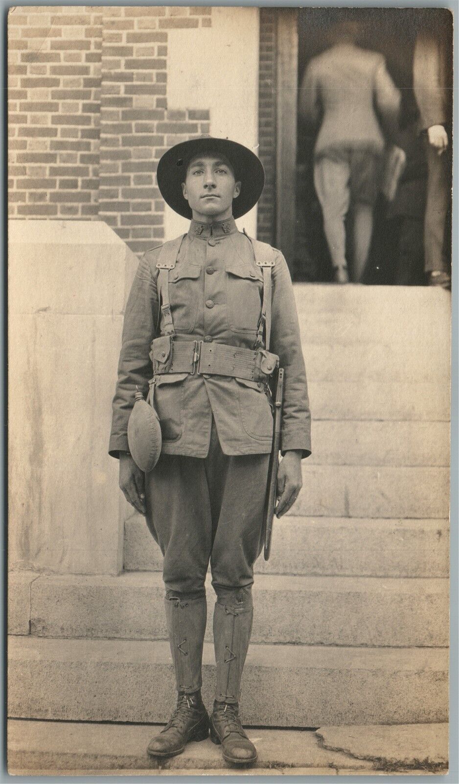 AMERICAN WWI SOLDIER ANTIQUE REAL PHOTO POSTCARD RPPC