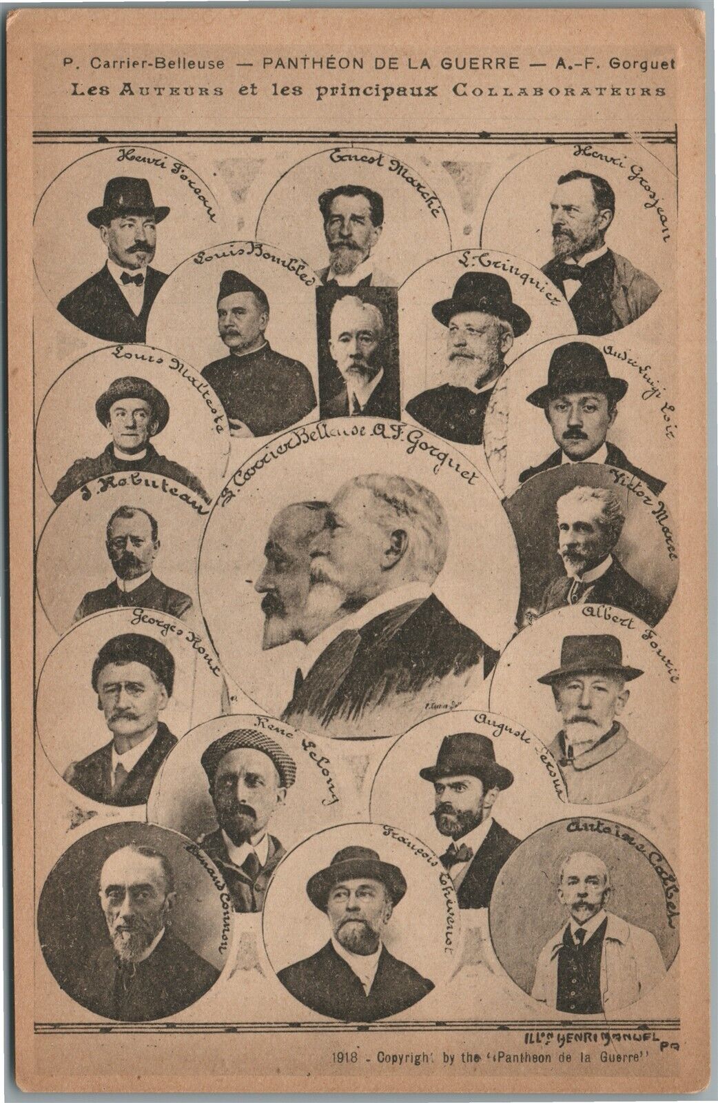 FRENCH WWI ERA LEADERS ANTIQUE POSTCARD AUTEURS ET LES PRINCIPAUX COLLABORATEURS