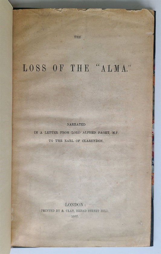 1857 LOSS OF THE ALMA antique BRITISH SHIPWRECK