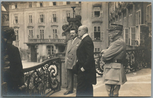FRENCH PRESIDENT POINCARE & FERDINAND FOCH ANTIQUE REAL PHOTO POSTCARD RPPC