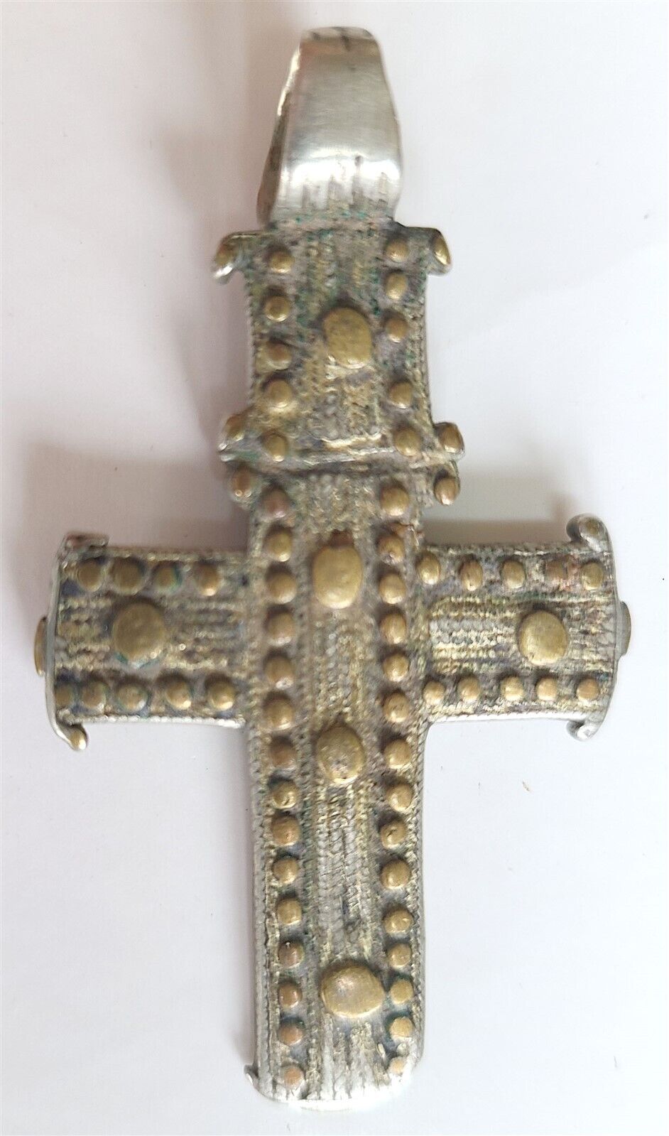 18th CENTURY RUSSIAN MIXED METAL NECK ICON CROSS ANTIQUE PENDANT