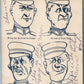 SOLDIER'S FACE TWISTED OUT OF SHAPE LOOKING AT PRETTY GIRLS ANTIQUE POSTCARD