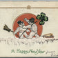 FIGHTING SNOWMEN CHRISTMAS EMBOSSED ANTIQUE POSTCARD