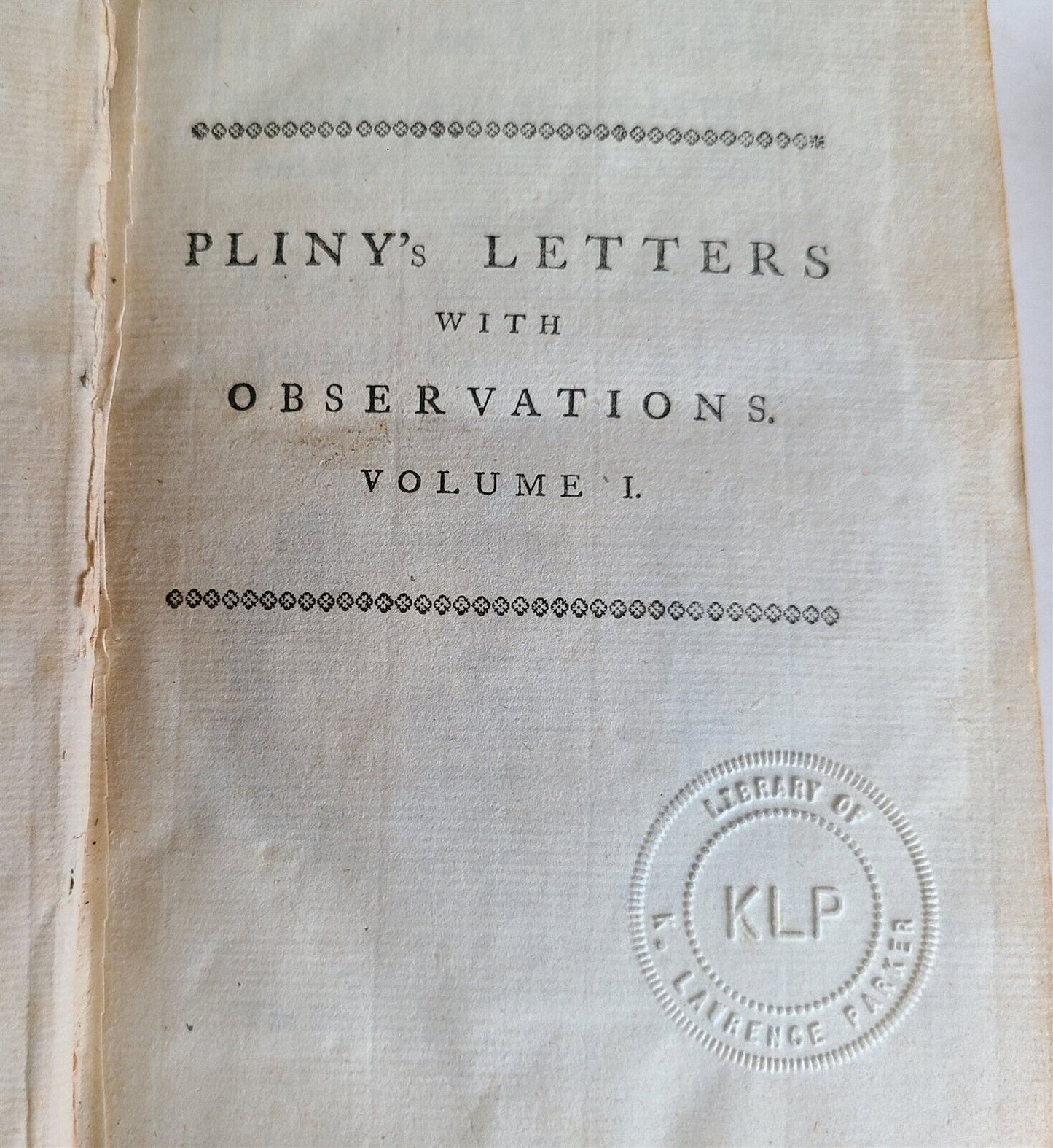 1751 Letters of Pliny the Younger addressed to Charles Lord Boyle 2 vols antique