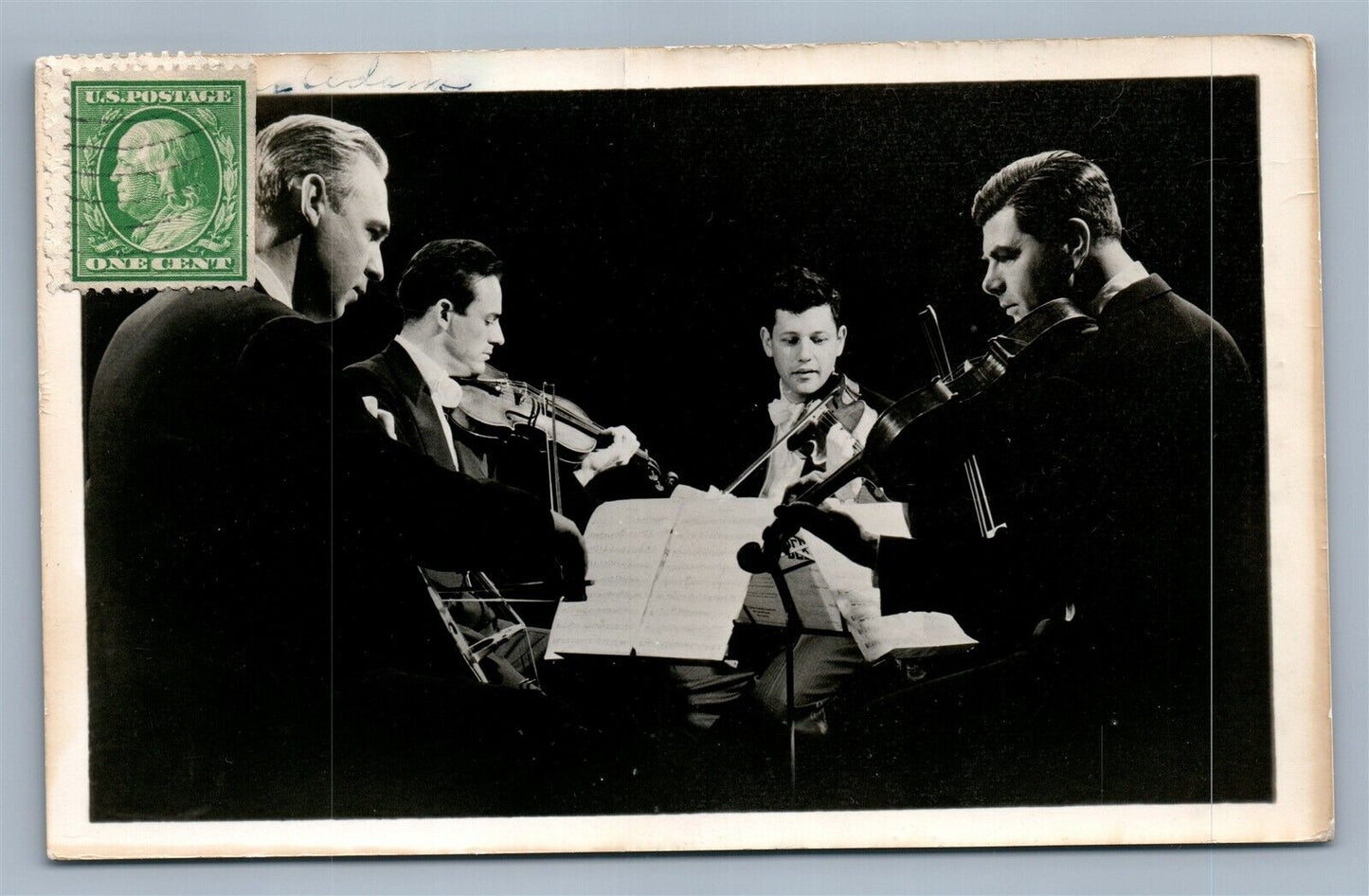VIOLIN QUARTET VINTAGE REAL PHOTO POSTCARD RPPC