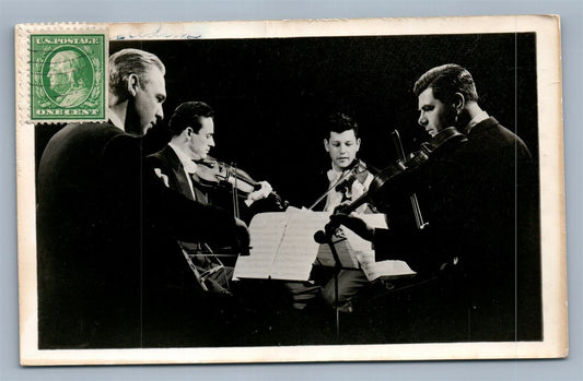 VIOLIN QUARTET VINTAGE REAL PHOTO POSTCARD RPPC