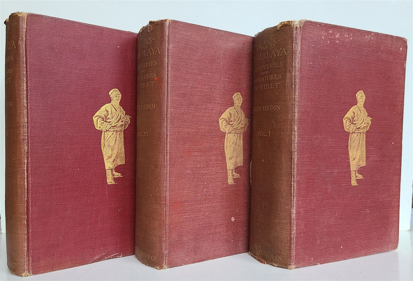 1910 TRANS-HIMALAYA DISCOVERIES & ADVENTURES in TIBET antique ILLUSTRATED 3 vols