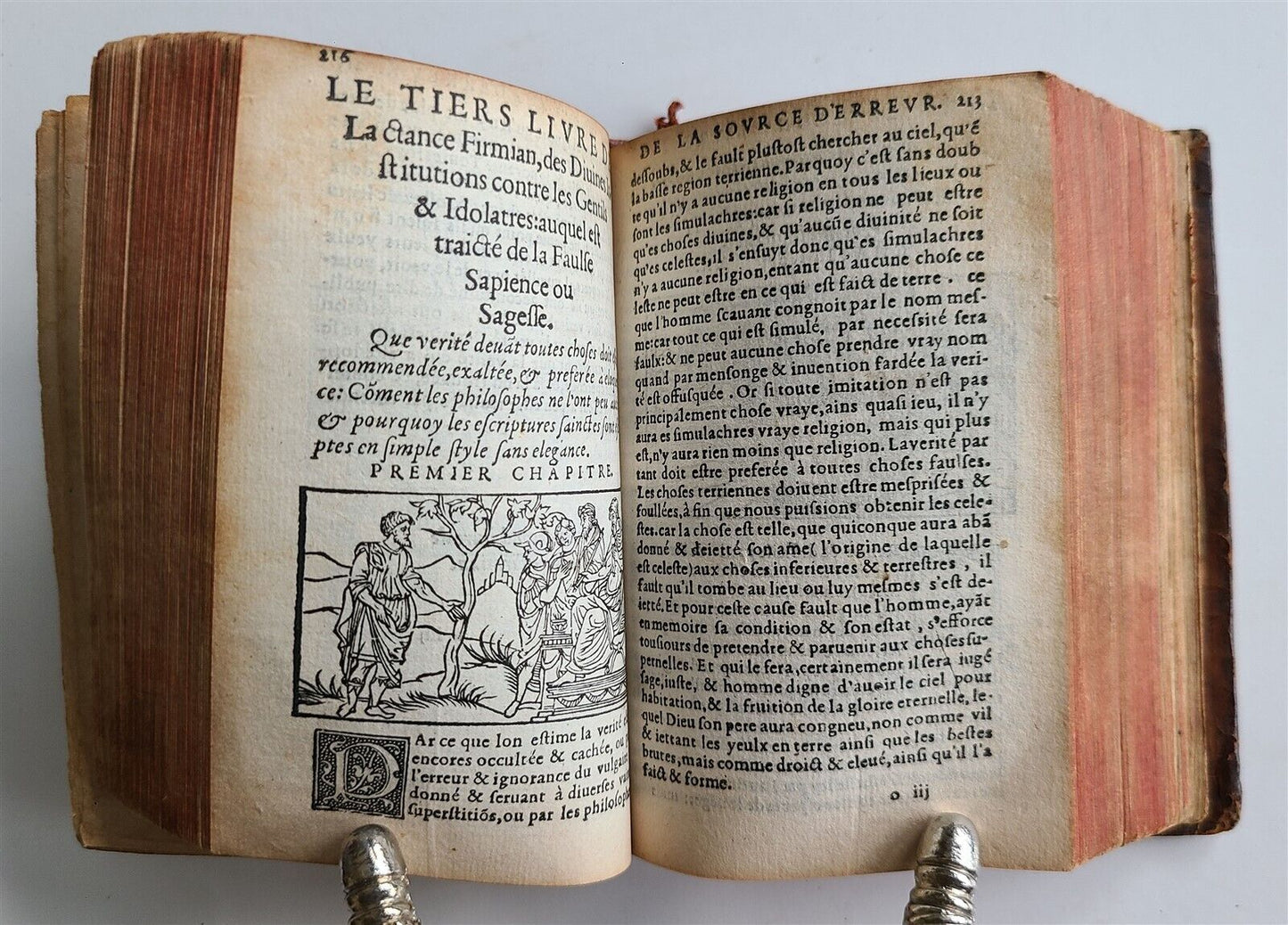 1551 TREATISE AGAINST PAGAN BELIEFS LACTANTIUS antique ILLUSTRATED 179 WOODCUTS