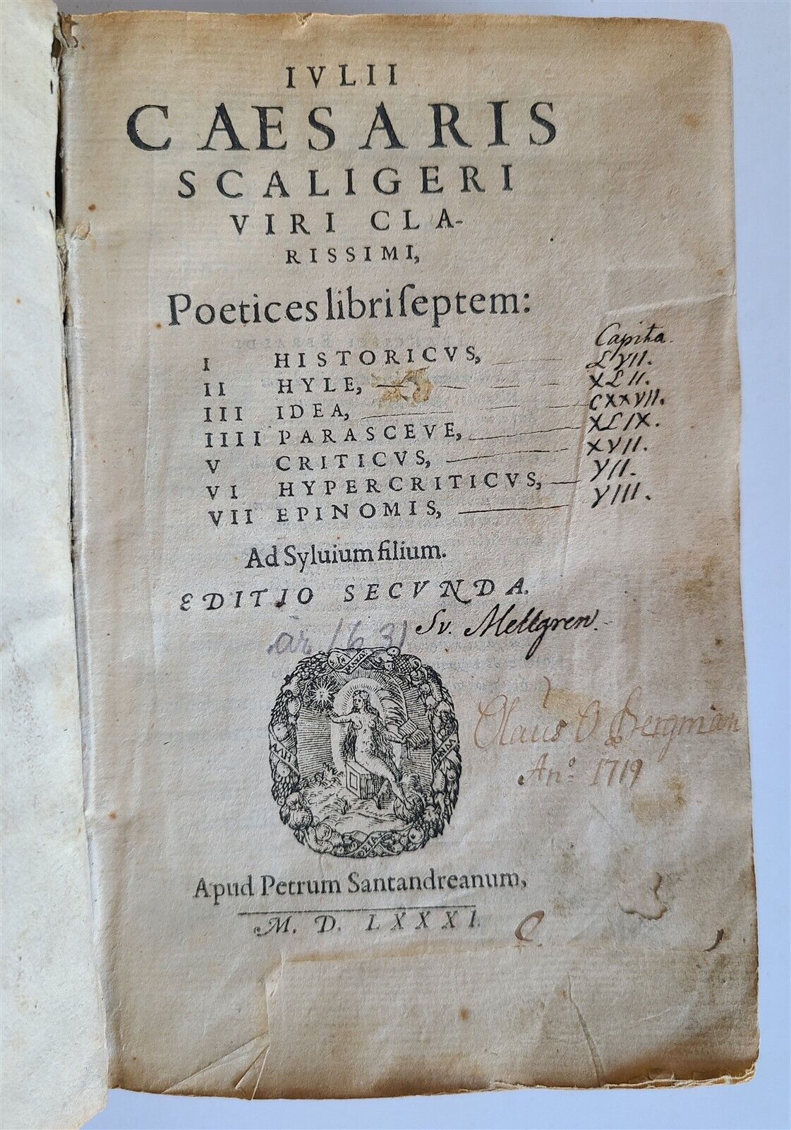 1581 POETRY BASED on ARISTOTLE'S & SENECA EXAMPLES antique vellum 16th century