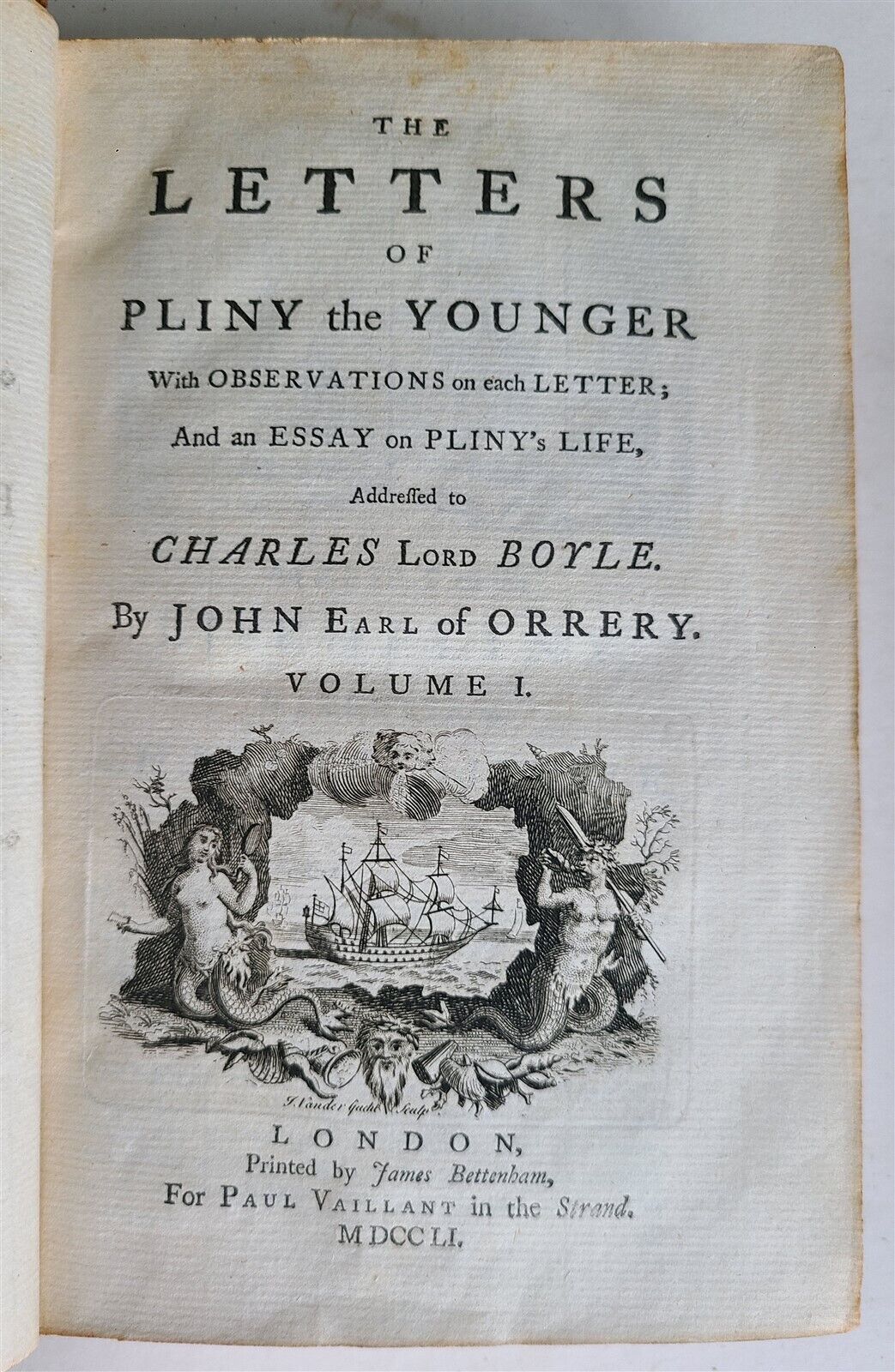 1751 Letters of Pliny the Younger addressed to Charles Lord Boyle 2 vols antique