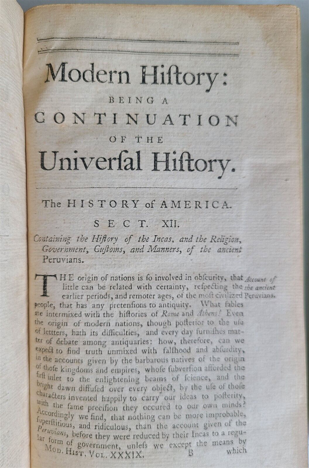 1763 MODERN PART OF UNIVERSAL HISTORY from EARLIEST TIME antique AMERICA 2 vols