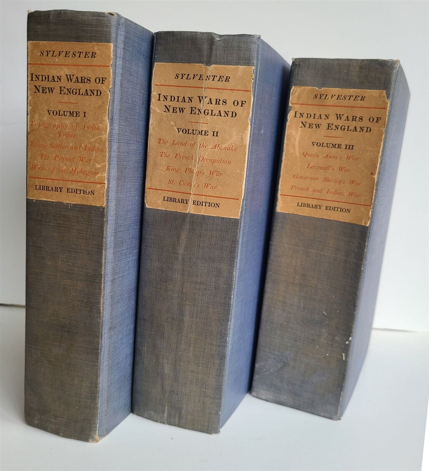 1910 INDIAN WARS in NEW ENGLAND 3 volumes by Herbert M. Sylvester AMERICANA