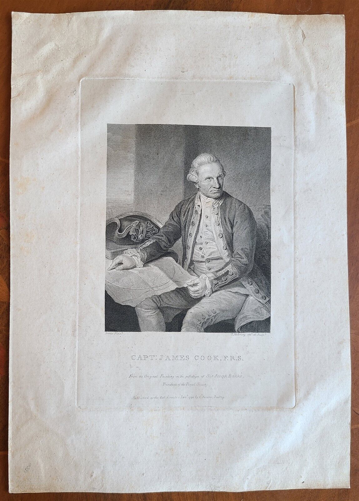 1790 CAPT. JAMES COOK 18th CENTURY ENGRAVING by Holloway Del Et Sulp antique